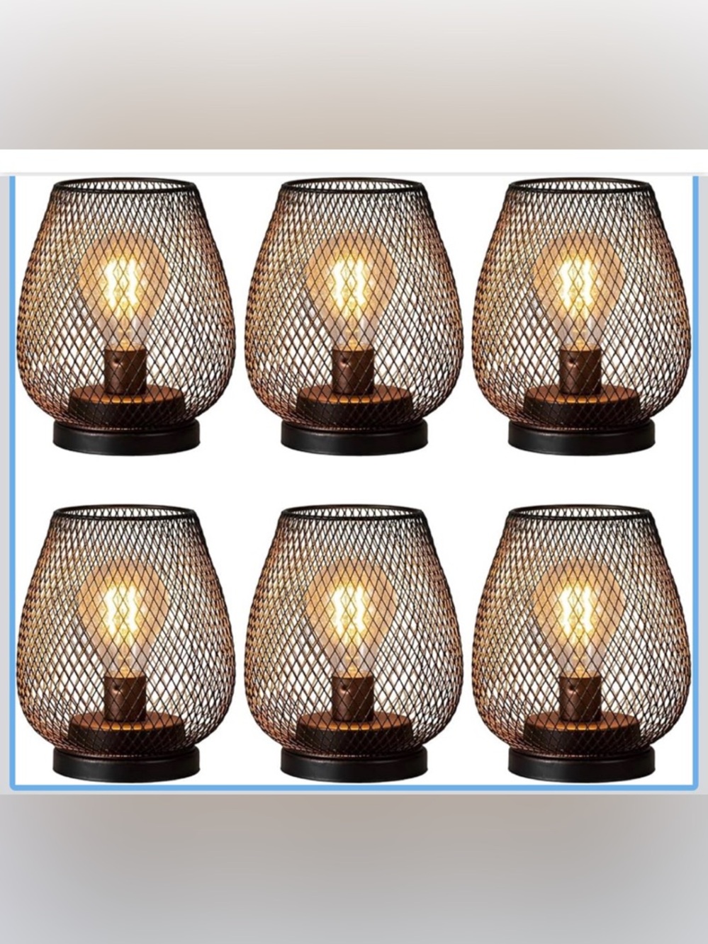 NIB Needomo 6 Pack Outdoor/Indoor Bronze Table Lanterns,Battery Operated,Edison